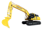 Yellow excavator digging machine