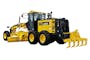 Yellow grading earthmoving machine