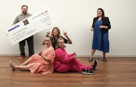 Bronte Jewell and Illawarra Music Foundry with Live Your Dream cheque