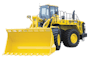 Yellow wheel loader machine with large bucket